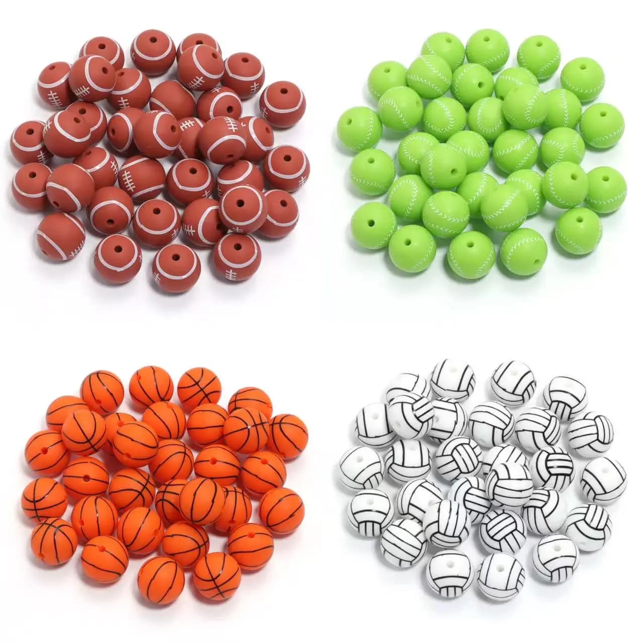5 pcs/lot Sports Balloon Silicone Beads Basketball Volleyball Tennis Balls Soccer beads For FAI Jewels That Make Bracelet Necklace