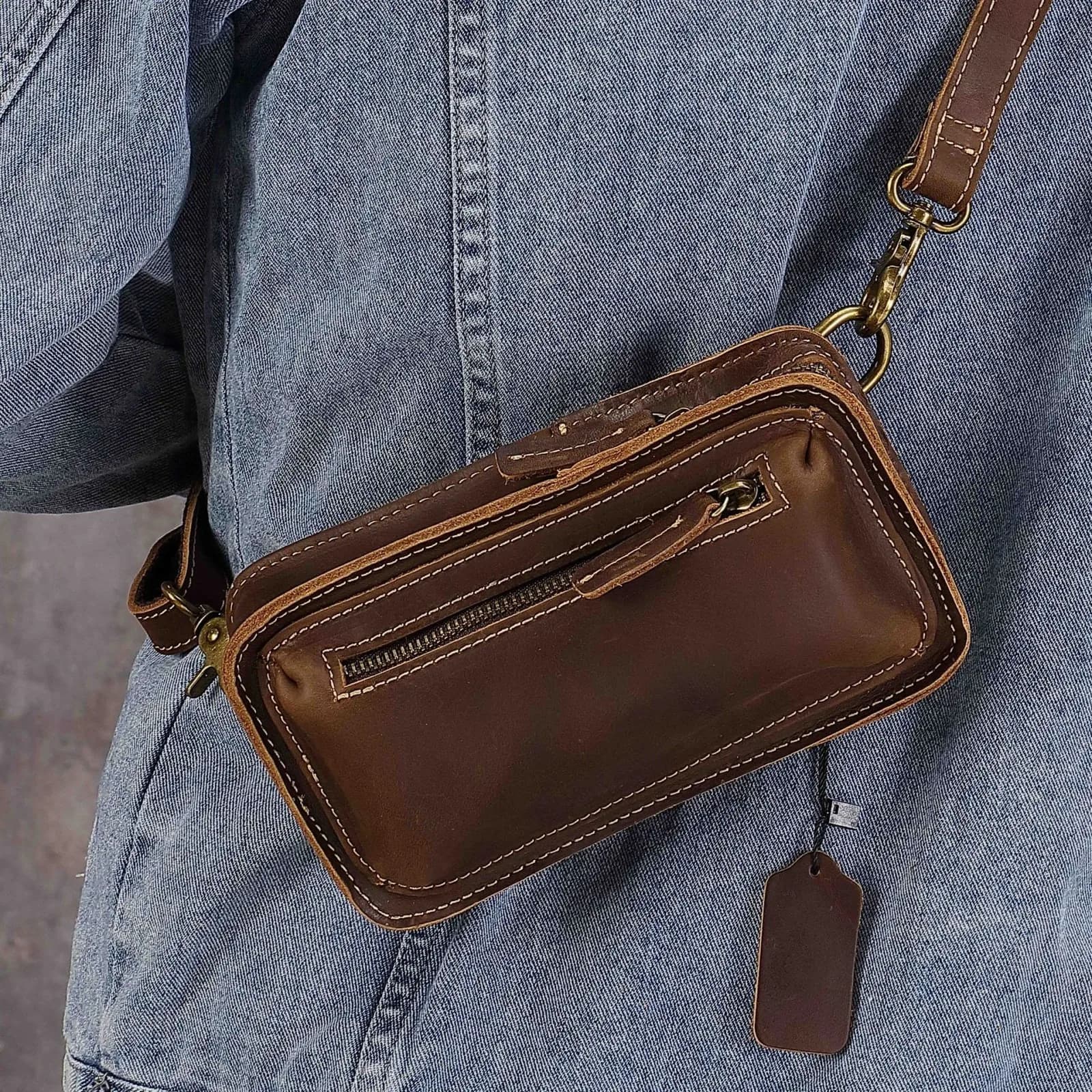 Custodia a portafoglio con fondina per cellulare in vera pelle con passante per clip da cintura, borsa da cintura da viaggio piccola borsa a tracolla per uomo donna