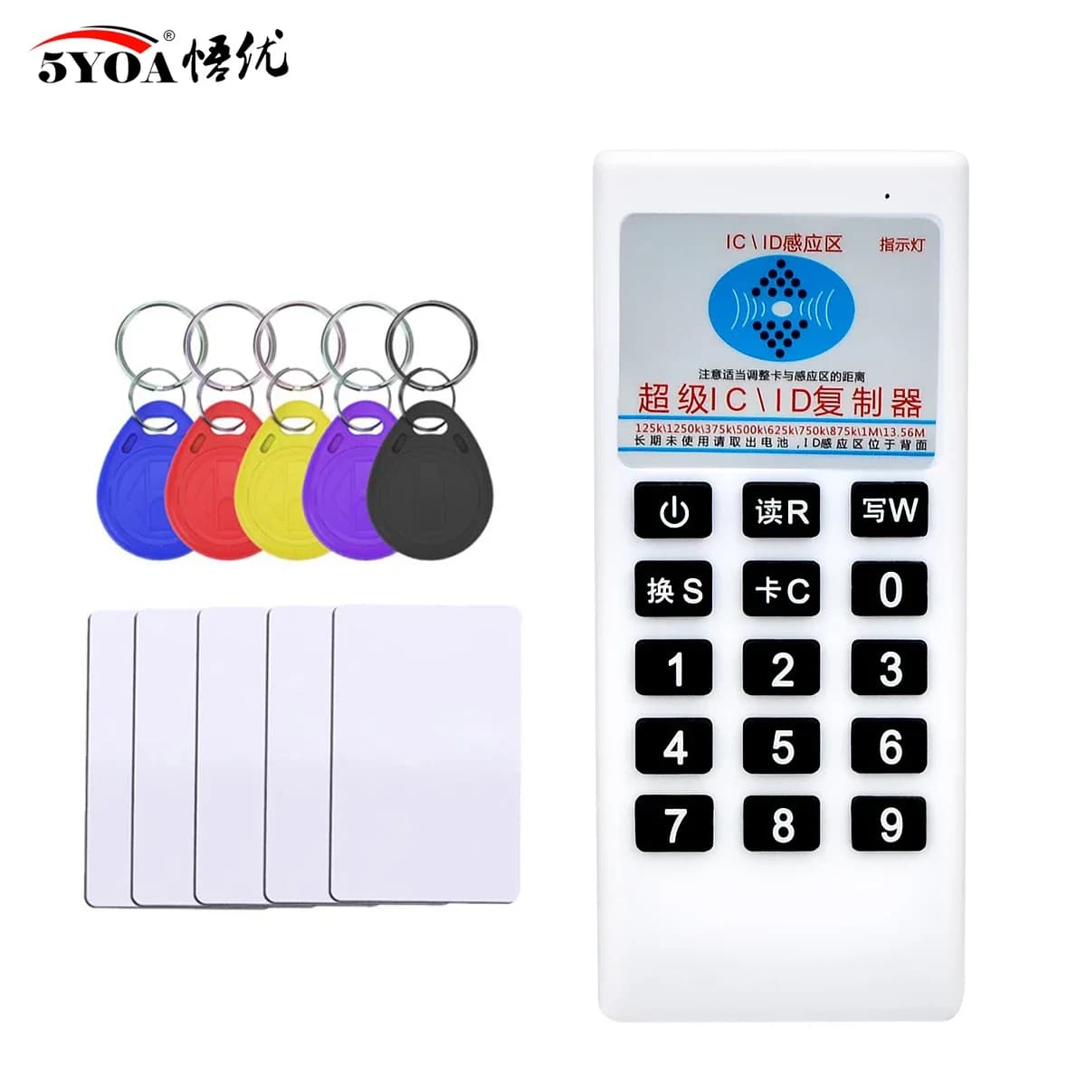 5YOA RFID 125Khz 13.56MHZ Copiatrice Duplicatore Cloner Palmare NFC Lettore di schede IC e scrittore Duplicatore di etichette per schede di controllo accessi