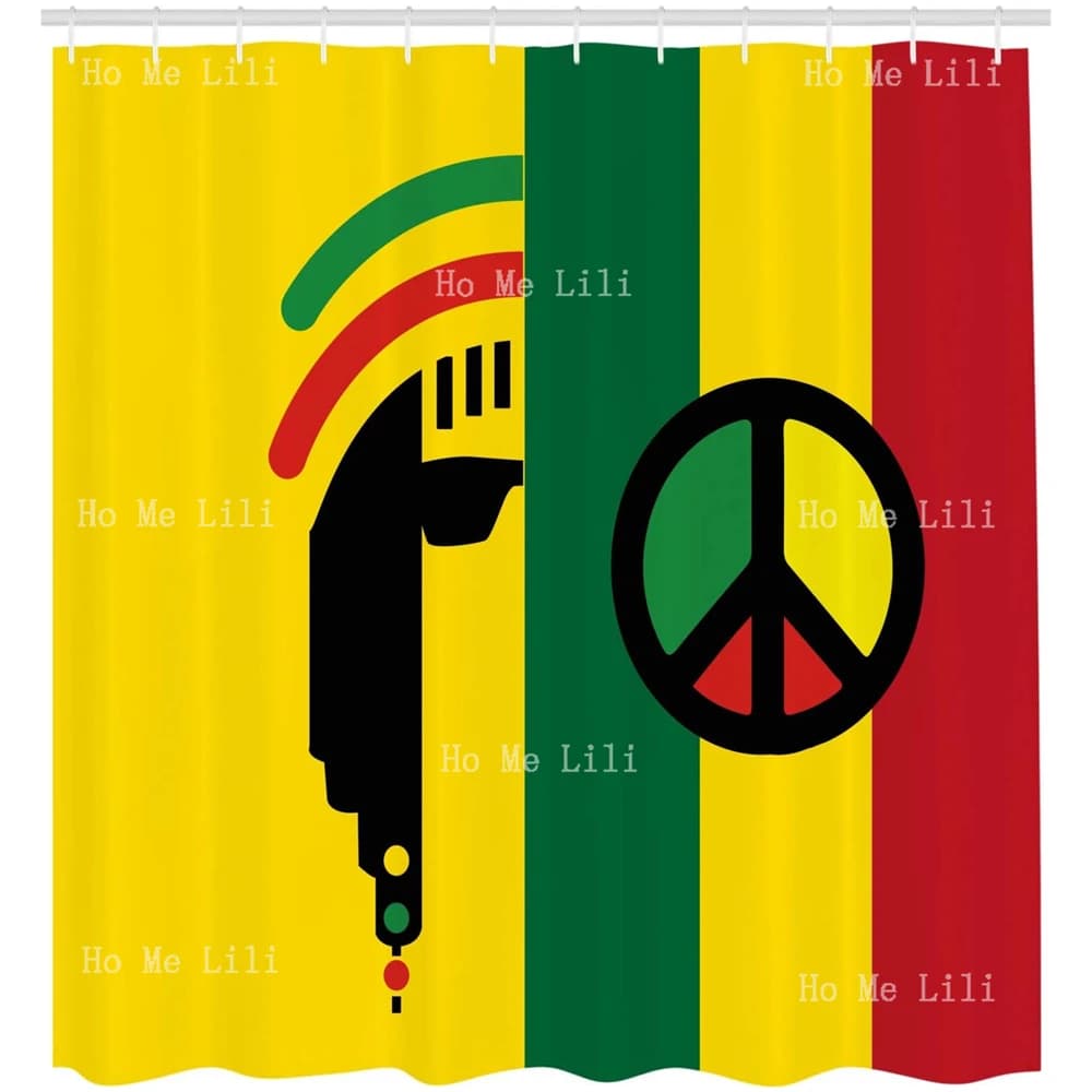 Rasta tenda da doccia Iconic Barret Reggae e cultura musicale giamaicana pace bordi tema bagno Decor