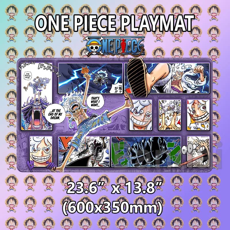 Tappetino da gioco One Piece OPCG Luffy con bordi cuciti, tappetino per mouse personalizzato One Piece, accessori da scrivania per giocatori, tappetino da scrivania