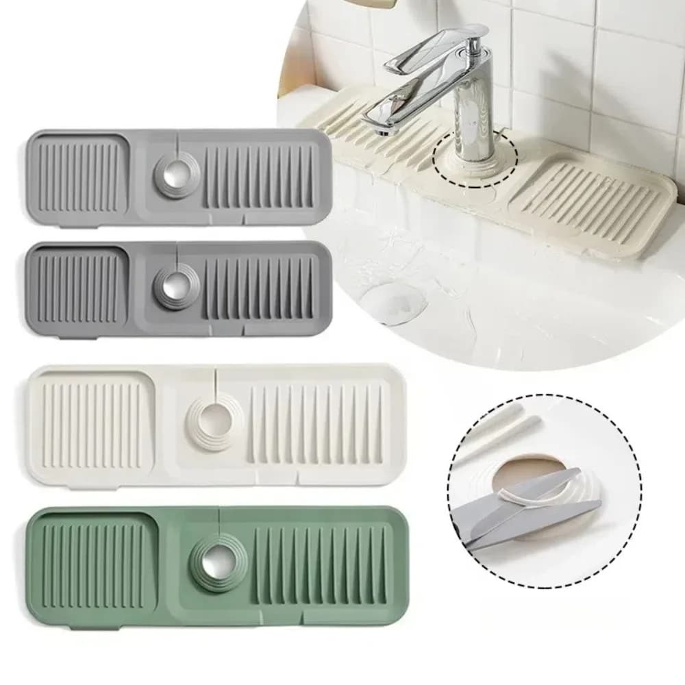 Portable Silicone Faucet Mat 37cm/45cm Thicken Sink Splash Guard Anti-slip Faucet Accessories Faucet Drying Pads for Bathroom