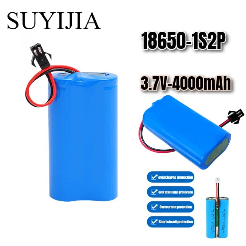Batteria ricaricabile agli ioni di litio 3.7V 4000mAh 1S2P 18650 3.7V 4000mAh con PCB per altoparlanti radio fari giocattoli ecc. 4,2 V