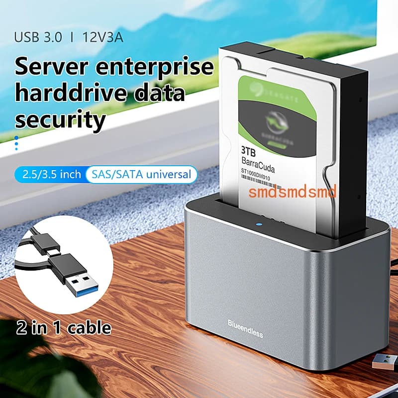 Custodia esterna per disco rigido SAS/SATA da 2,5/3,5 pollici Sata a USB 3.0 Docking station per HDD Caddy Sata Case Box