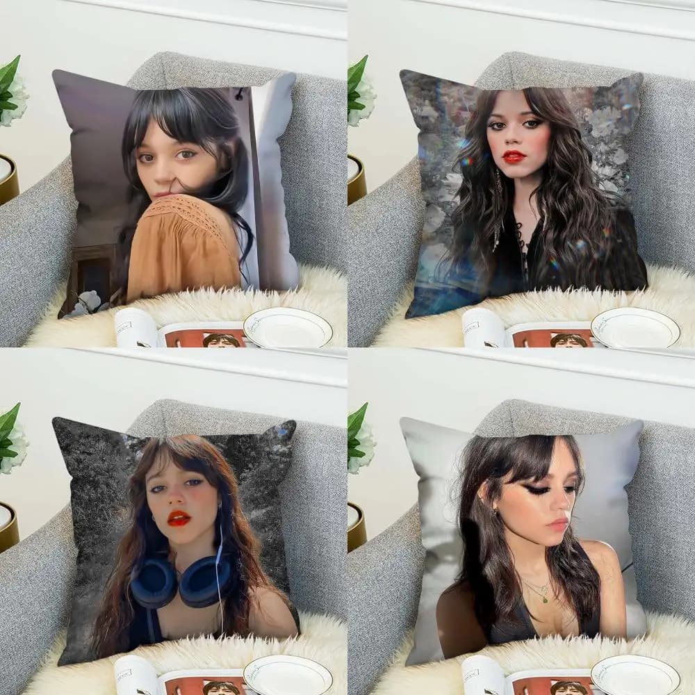 Federa per cuscino Movie J-Jenna Ortega per auto, divano, decorazione per la casa, stampa fronte-retro, copricuscino quadrato in peluche