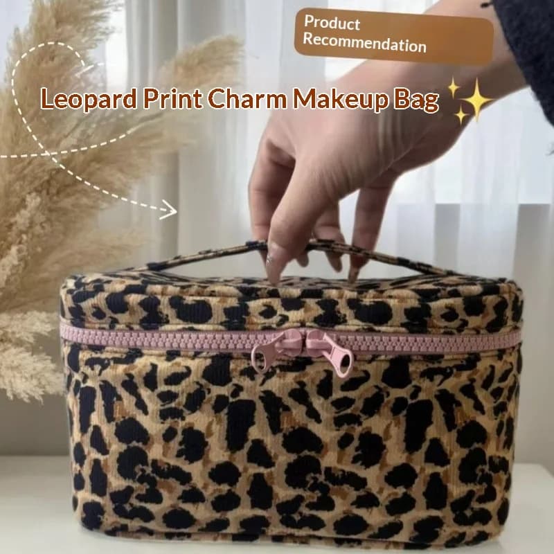 Portable Cosmetic pouch Leopard print Cosmetic bag Travel Toiletry kit Zipper Makeup bag Fashion Lipstick Storage Pouch