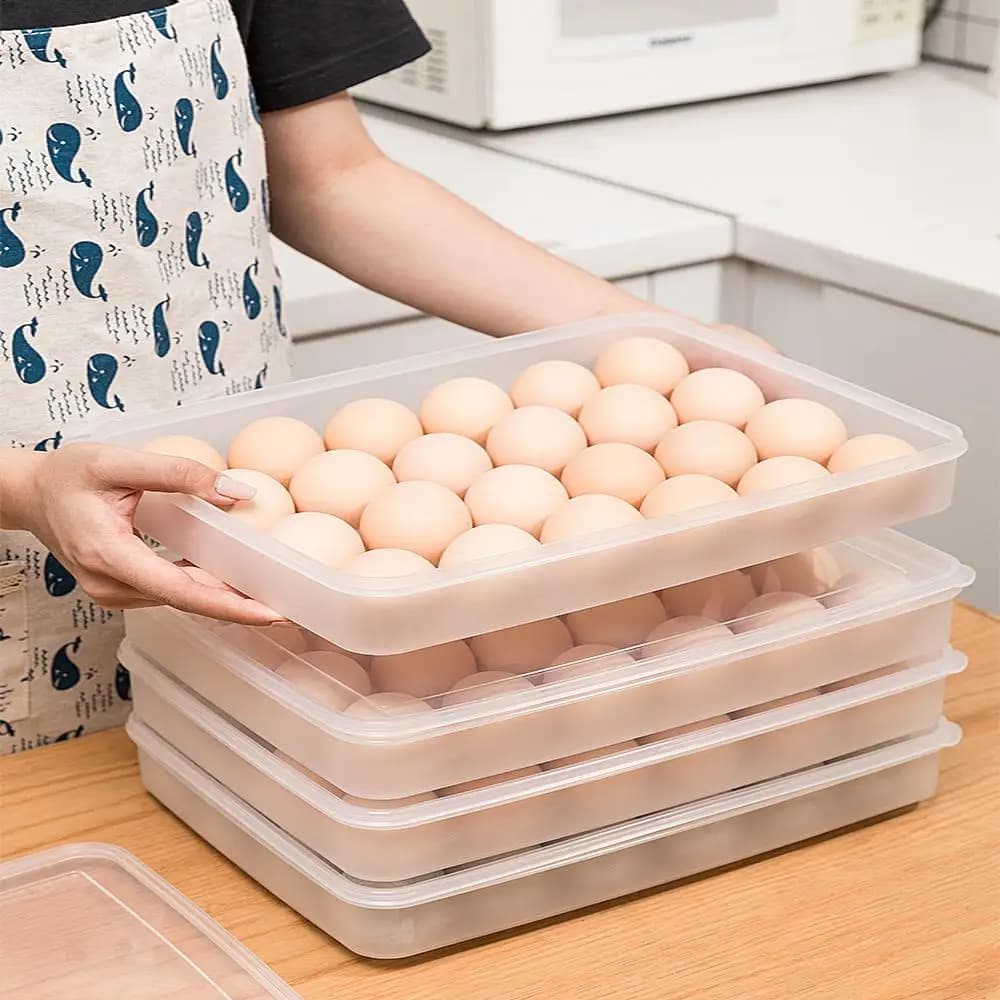 Food Grade Egg Storage Box Fridge Freshness Preservation Egg Drop Protection Container Shape Plastic Material from C...