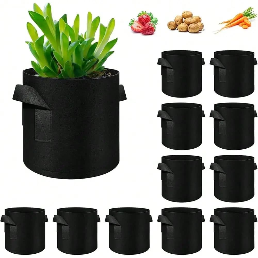 10 12 20 30 Pack 10 Gallon Grow Bags, Heavy Duty Thickened Nonwoven Fabric Pots With Handles, Plant Grow Bags For Vegetable Flo