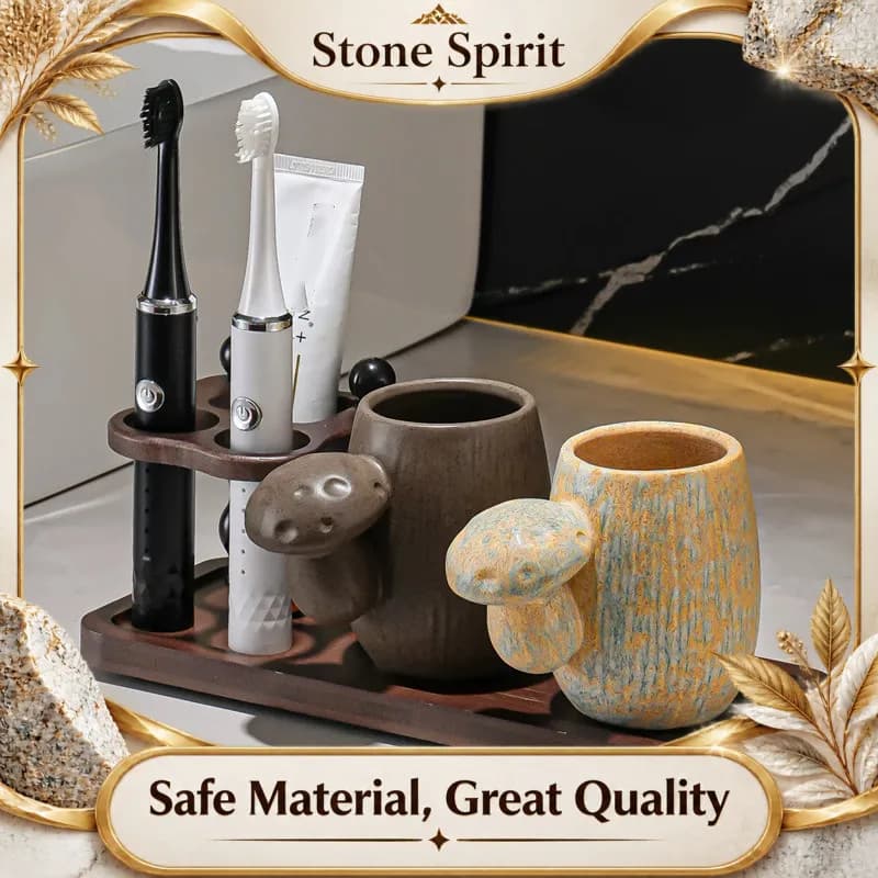 Bathroom Supplies, Ceramic Mushroom Cup, Toothbrush Holder, Soap Dispenser, Aromatherapy Empty Bottle, Soap Box, Cotton Swab Box