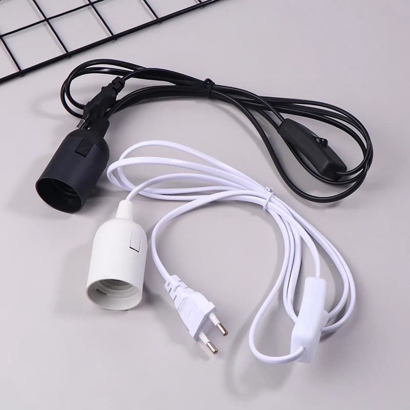 220V Spina UE E27 Portalampada Base con interruttore ON/OFF Cavo di alimentazione Cavi Appeso a sospensione Lampada a LED Lampada Lampadina Presa cavo