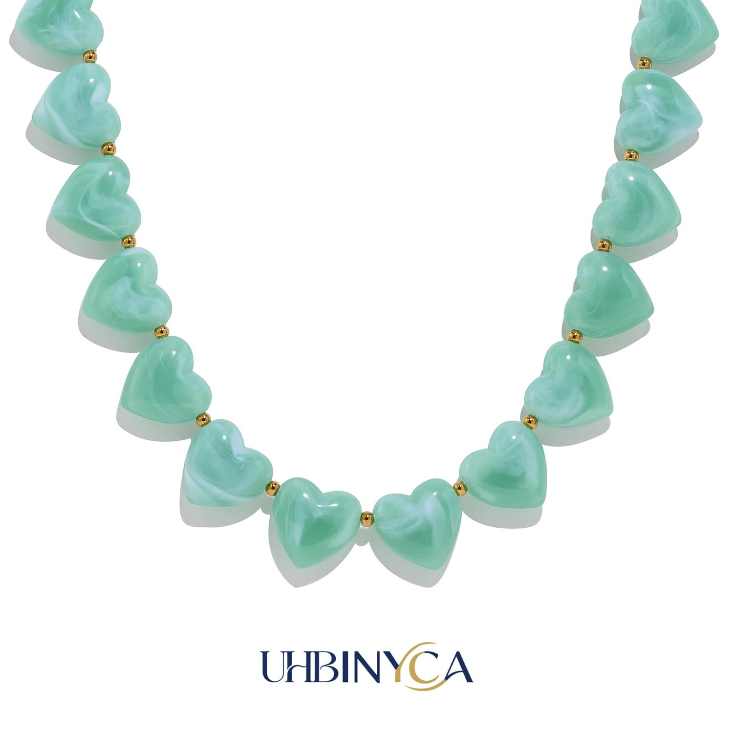 Colorful Acrylic Heart Necklace, Handmade Jewelry for Women, Stainless Steel Spring Summer Fashion Party Accessories