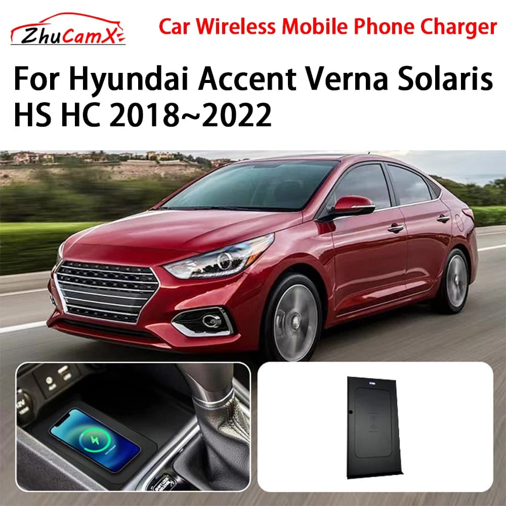 Caricabatterie wireless per telefono cellulare Console centrale di archiviazione QI 18W iPhone ricarica rapida per Hyundai Accent Verna Solaris HS HC 2018-2022