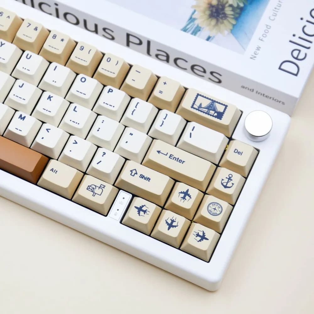 Keycaps PBT a tema vintage per tastiera meccanica, profilo Cherry, compatibili con tastiere 68/75/84/87/98/100 tasti