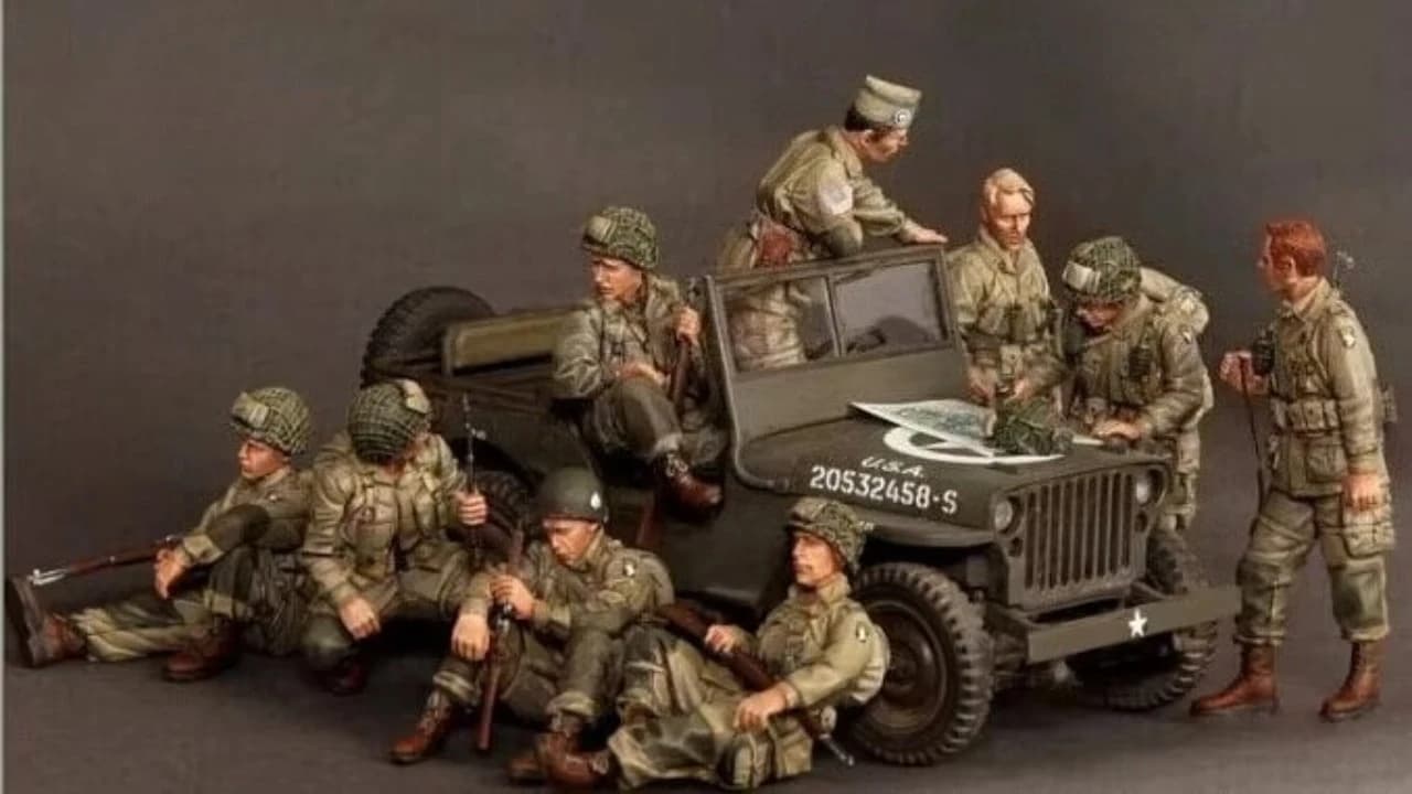 Kit di montaggio modello in resina pressofusa 1:35, 101a divisione aviotrasportata negli Stati Uniti 9 persone non verniciato