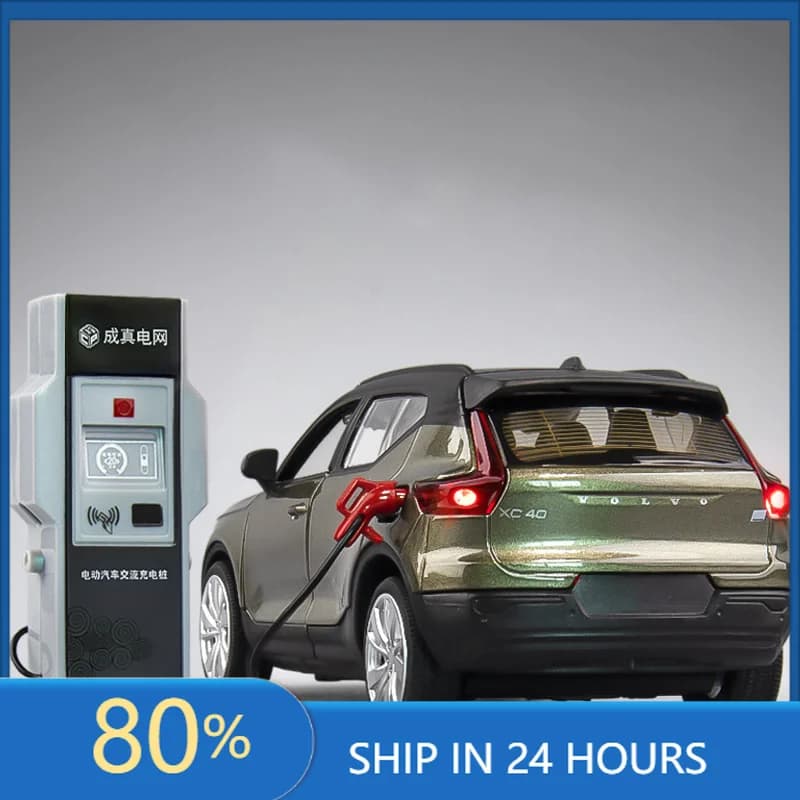 For Volvo Xc60 Xc90 V40 V60 1:32 VOLVO XC40 SUV Charging Pile Alloy Off-road Diecast Model Toy Cars Sound Light Pull Back Car Ve