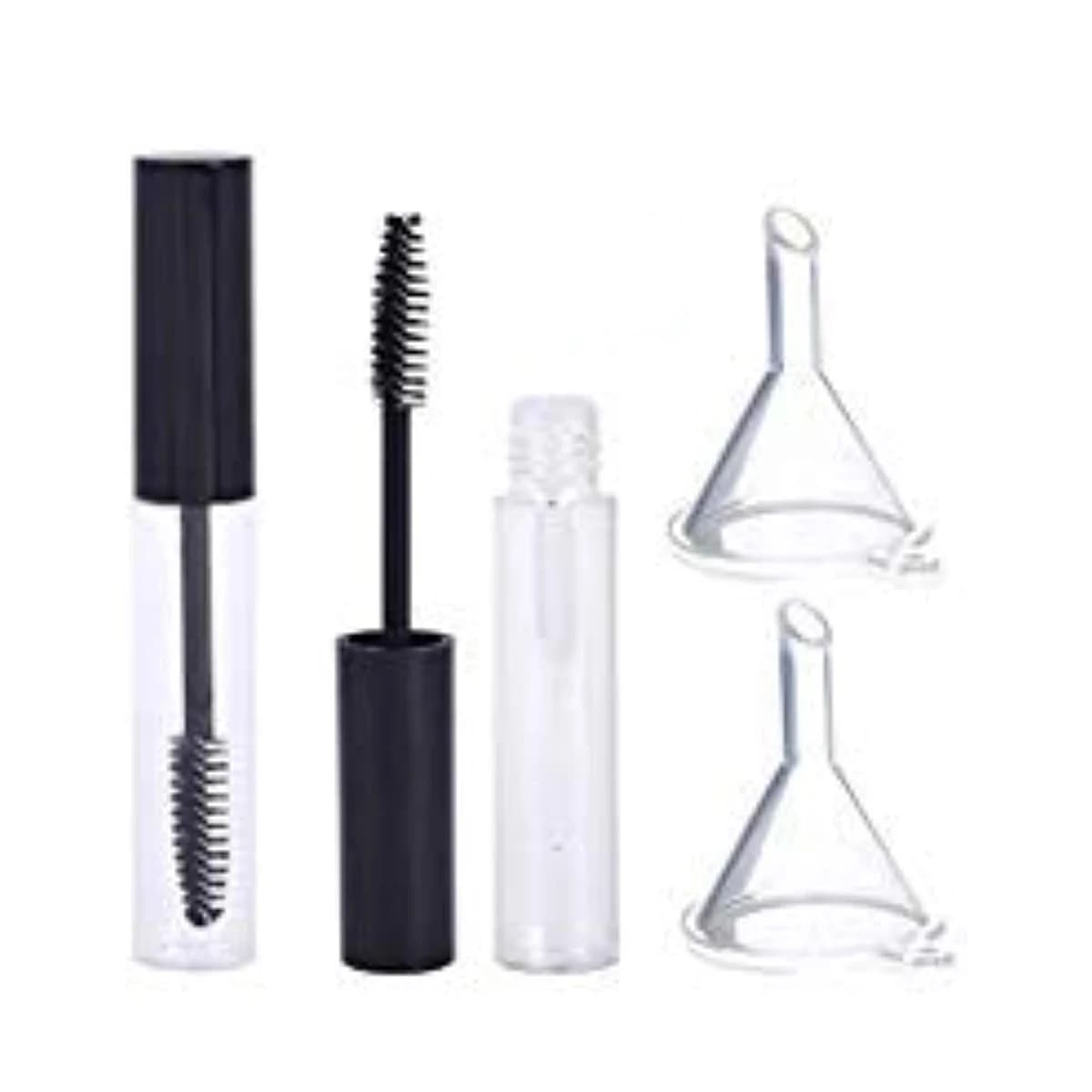 2 pieces 10 ml vacuum mascara pipe with eyelash stick, bottle for golden eyelash cream with funnel transfer pipettes