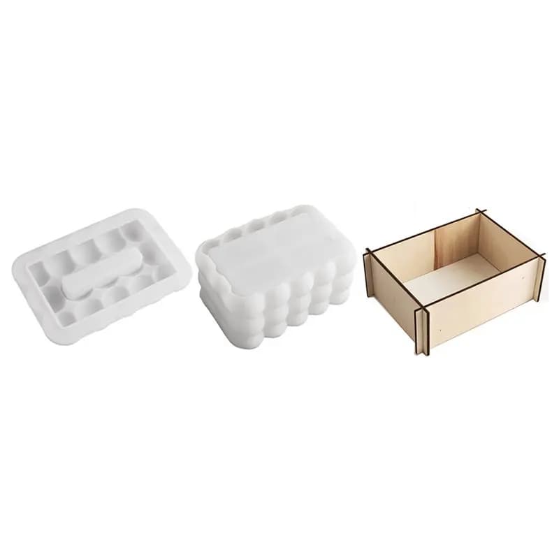 B84B-DIY Silicone Mold Bead Bubble Handkerchief Box Paper Handkerchief 3D Printer Gender Resin Crafts Gift Home Decorations Storage Box