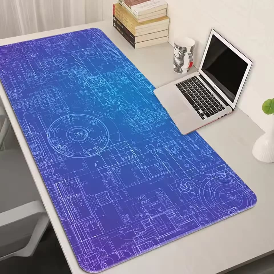 Tappetino per Mouse XXL in Gomma con Disegni Meccanici di Lusso, Decorazione per Tastiera e Scrivania, Giochi Esports