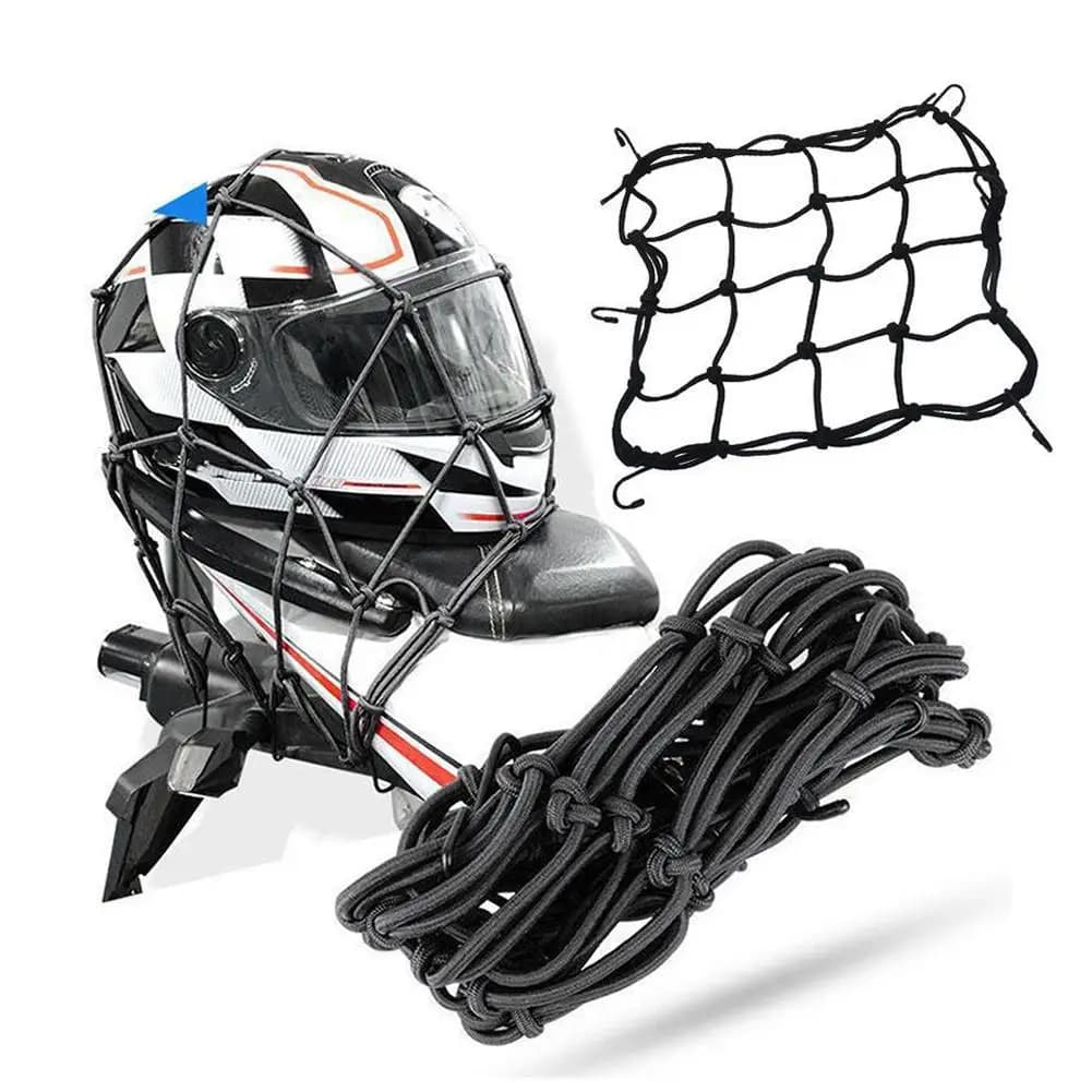 Motorcycle Cargo Net 30x30cm Motorbike Bicycle Elastic Net for Helmet Storage Bungee Fuel Tank Luggage Net with Hooks