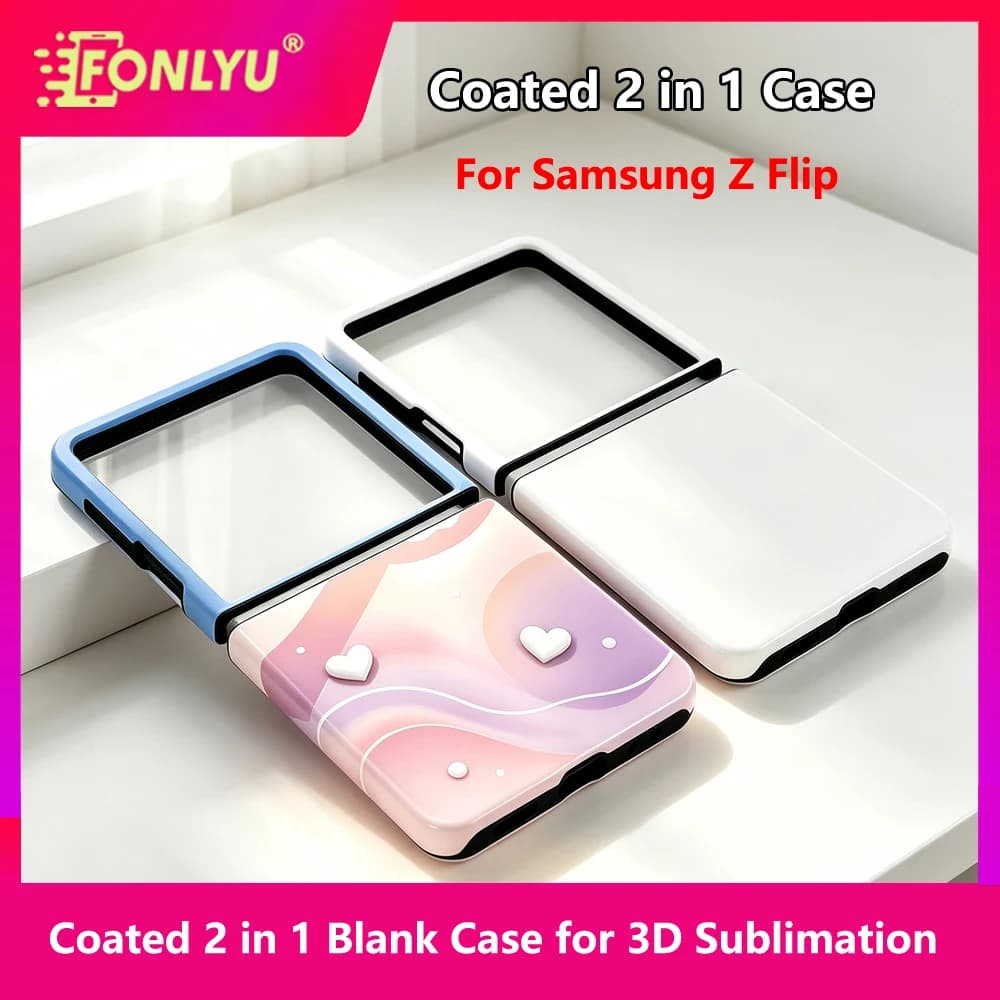 FONLYU DIY Customized Blank Phone Case 3D 2in1 Coated Sublimation Phone Cases Foldable Protector for Samsung Z Flip 7 6 5 4