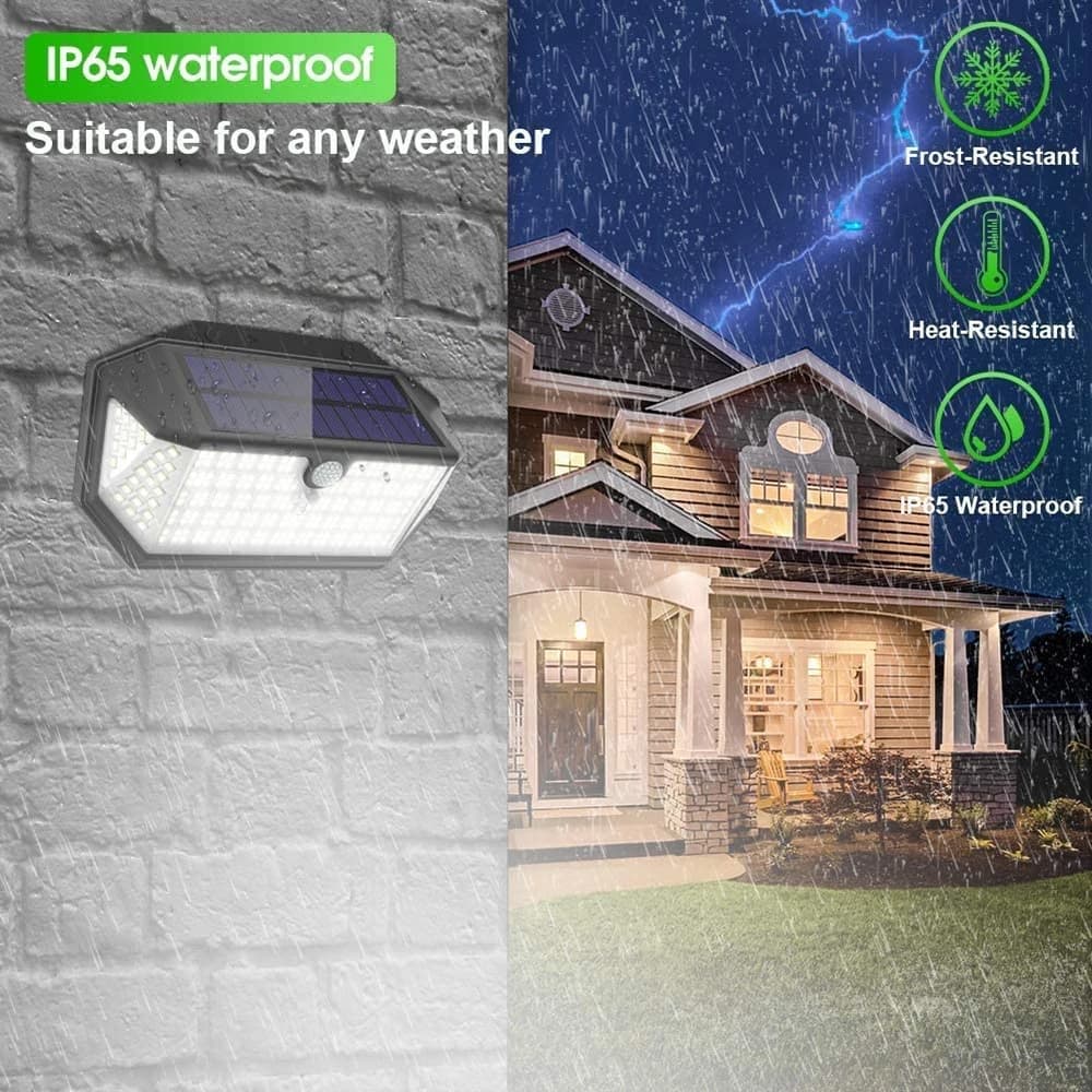 Illuminazione esterna a LED solare con sensore di movimento Lampada da parete da giardino di sicurezza impermeabile a 3 modalità Pannello solare integrato per uso esterno