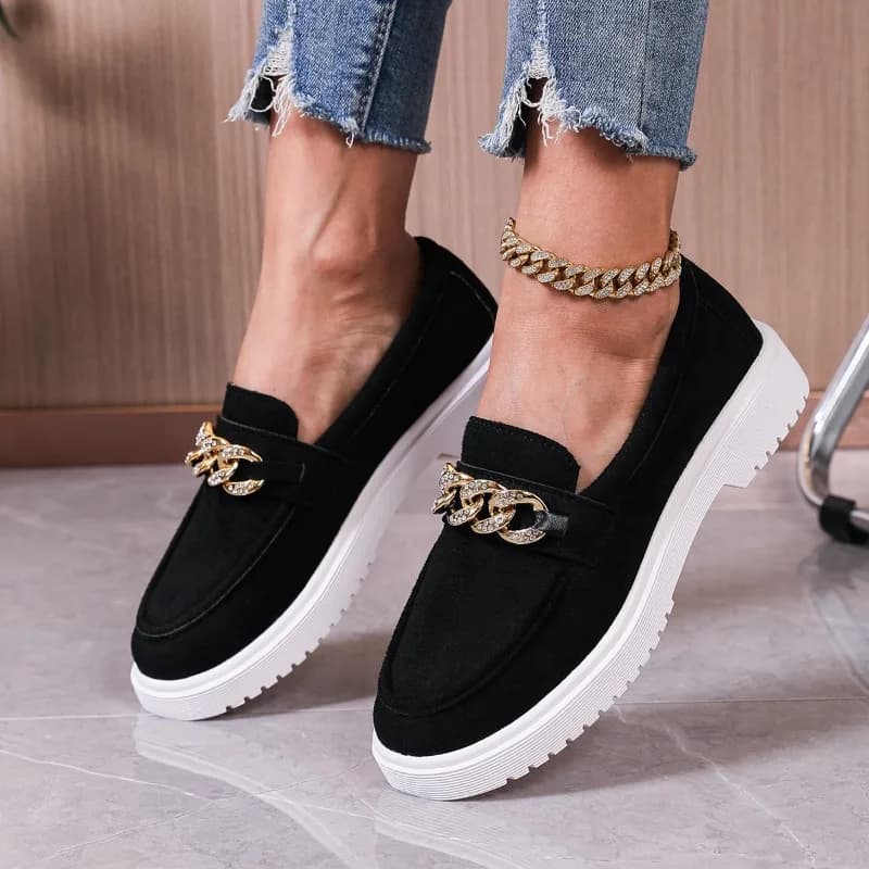 Appartamenti delle donne 2025 Mocassini in pelle scamosciata di nuova tendenza Primavera Autunno Donna Casual Scarpe con plateau Walking Mocassino antiscivolo Femme