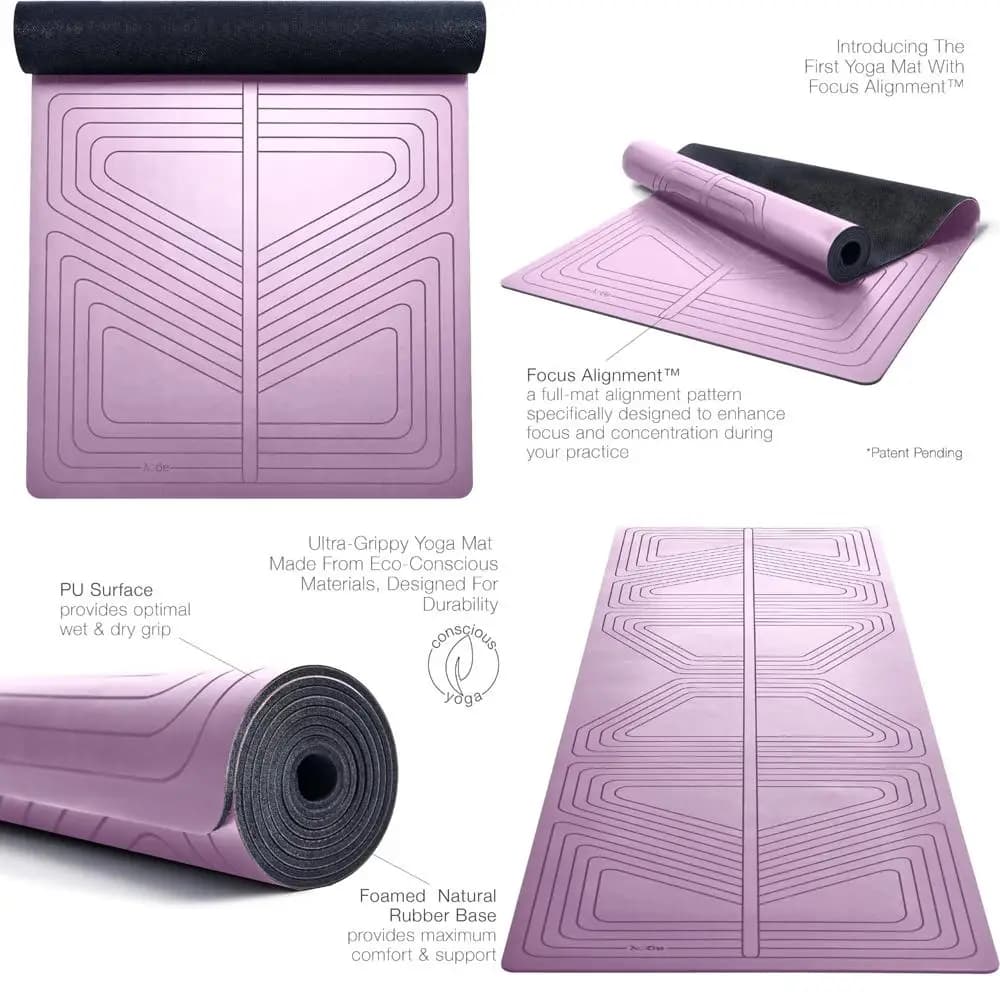 Eco-friendly anti-slip yoga mat with wet/dry handle - Premium PU mat for focus and alignment - Laser engraved design