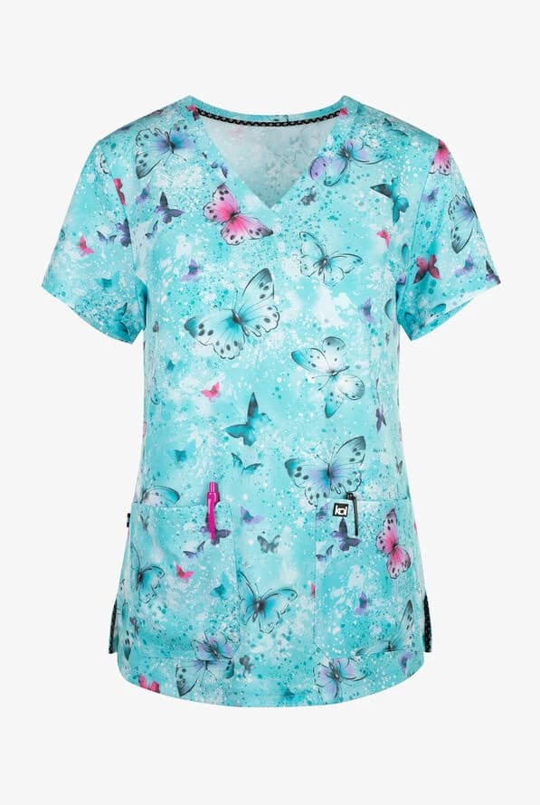 Uniforme sanitaria Infermiera Clinica Infermieristica Farfalla Abbigliamento da lavoro T-shirt ospedaliera T-shirt Camicetta a maniche corte Infermieristica da lavoro Donna medica