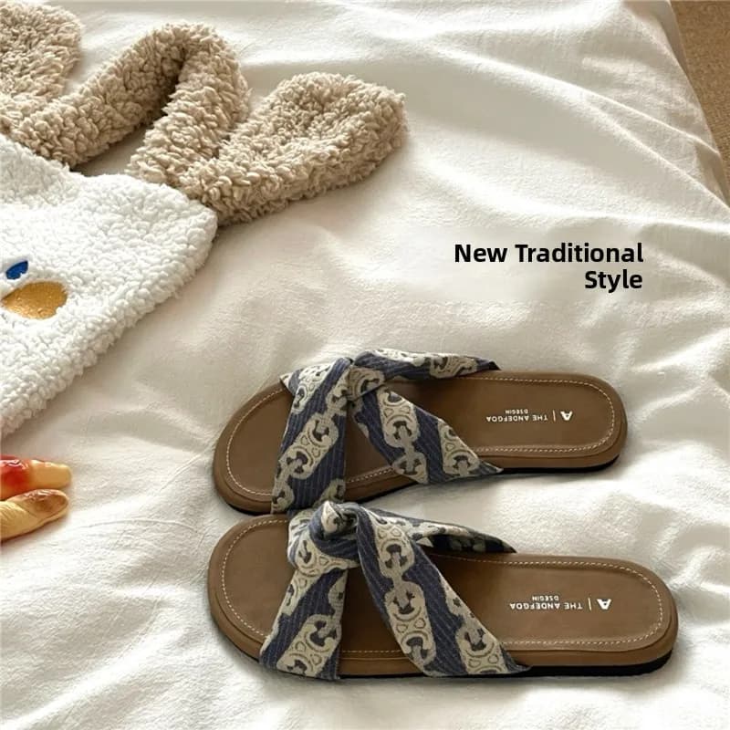 Nuovi Sandali da Donna in Stile Cinese con Suola Piatta, Traspiranti, Estivi, Antiscivolo, Comodi, Ciabatte da Esterno