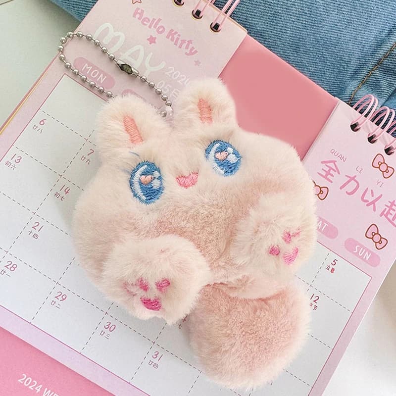 (.) Cute Keychain Plush Doll Toys Cartoon Kitten Soft Stuffed Animal Keyring Backpack Charms Bag Pendant Decor Gifts