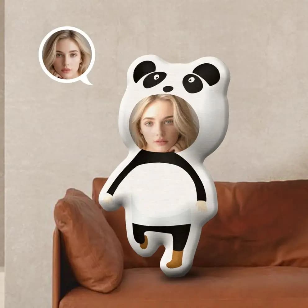Cuscino in peluche con foto panda personalizzato con viso stampato in 3D personalizzato, morbido polipropilene, cuscino per la decorazione della casa delle coppie