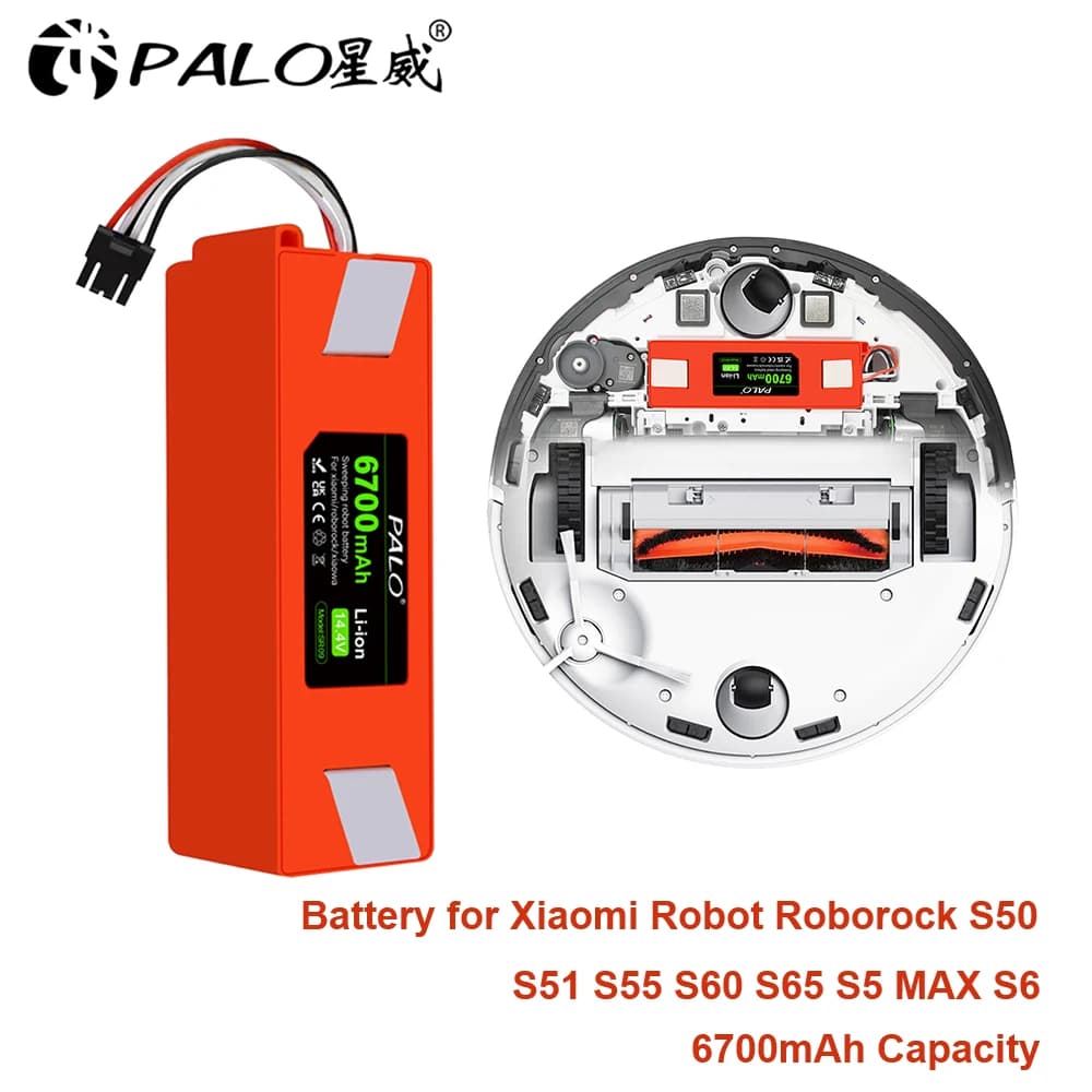 Batteria agli ioni di litio da 14,4 V per Xiaomi Robot Roborock S50 S51 S55 S60 S65 S5 MAX S6 Aspirapolvere Batteria di ricambio Accessorio di ricambio