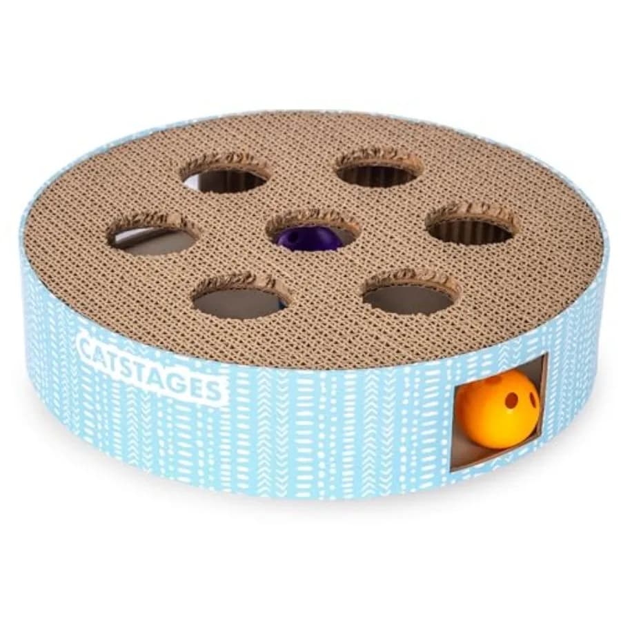 Scratch N' Hunt Interactive Cat Puzzle Toy with Scratcher Corrugate for Nail Care, Engages Hunting Instincts