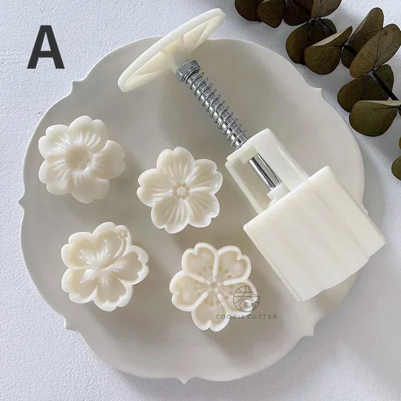 4pcs/set Cherry Blossom Rose Pattern Silicone Mold Cake Chocolate Candy Home Kitchen Cake Molds Handmade DIY Candle Soap Mould