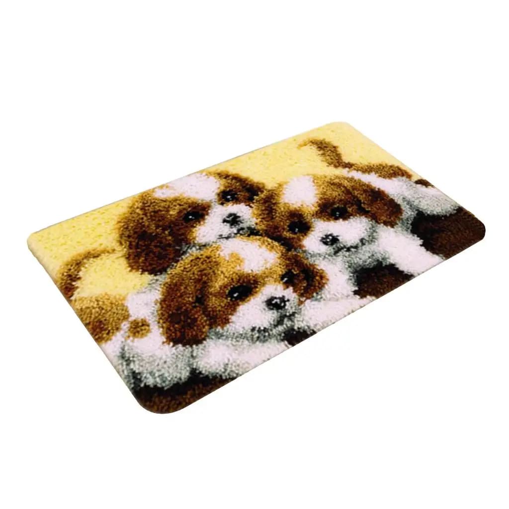Kit per Uncinetto con Ago a Gancio, Tessuto Ricamato e Cartella Colori, Forniture per Realizzazione Tappeti per Bambini e Adulti