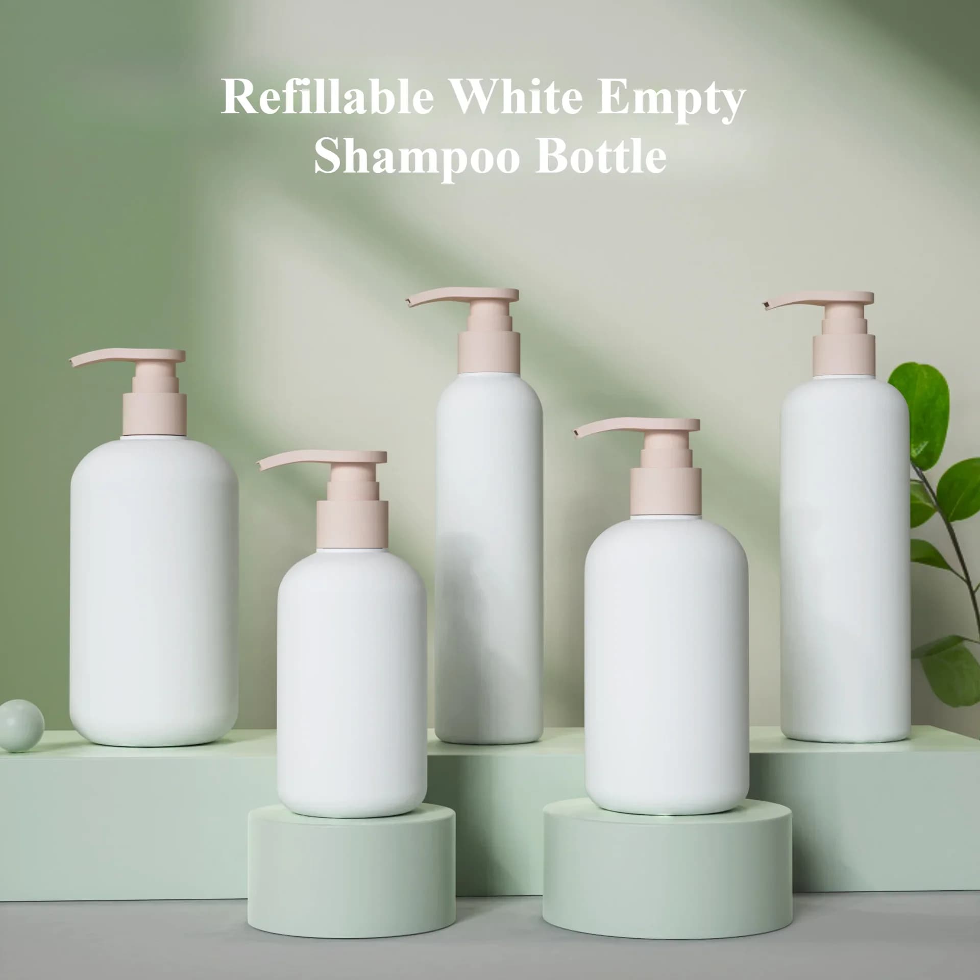 Bottiglia di shampoo per lozione con pompa di plastica vuota bianca riutilizzabile da 300 ml / 500 ml Bottiglie di cosmetici di fascia alta Bottiglia di sapone con testa di pompa in acrilico