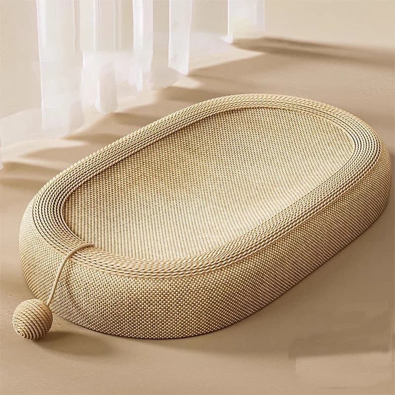 Tiragraffi in sisal per gatti con palla da giocoLarge ovale in sisal Nest Bacino Divano Tiragraffi per gatti Forniture per animali domestici resistenti all'usura