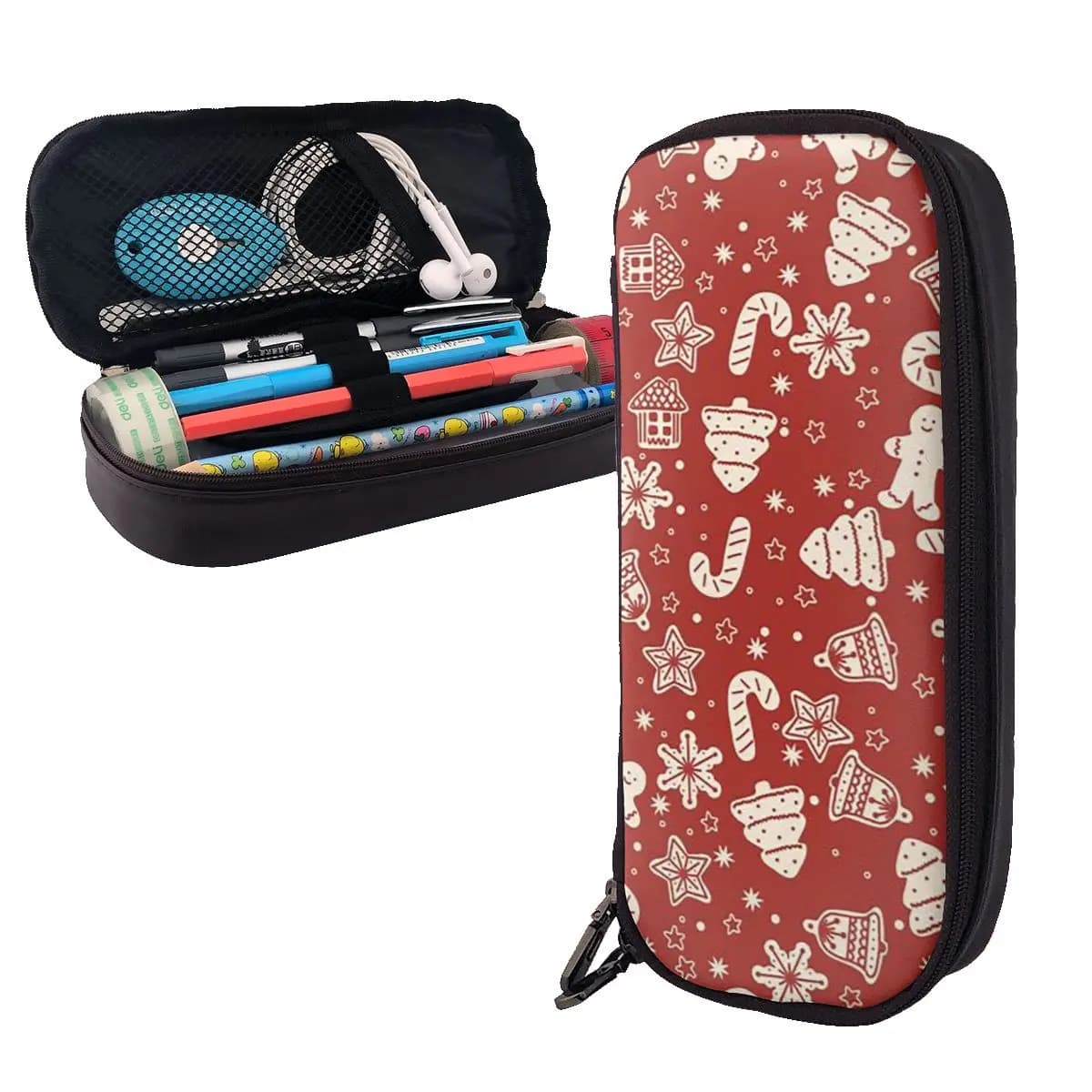 Merry Christmas & Happy Holidays! Leather Pencil Cases Pencil Pouch Storage Stationery Supplies Large Storage Pen Box Pencil Bag