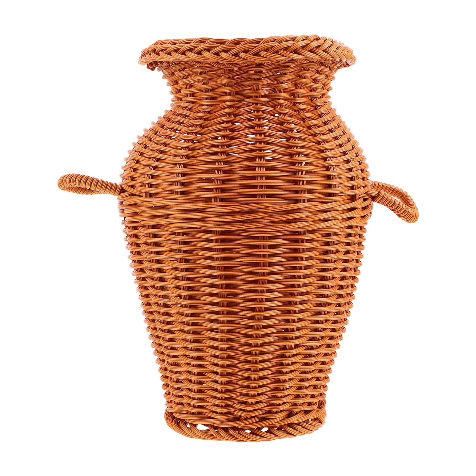 Farmhouse Vase Rustic Woven Imitation Rattan Tall Decorative Flower Vase for Dry Flowers Artificial Plants Living Room Bedroom
