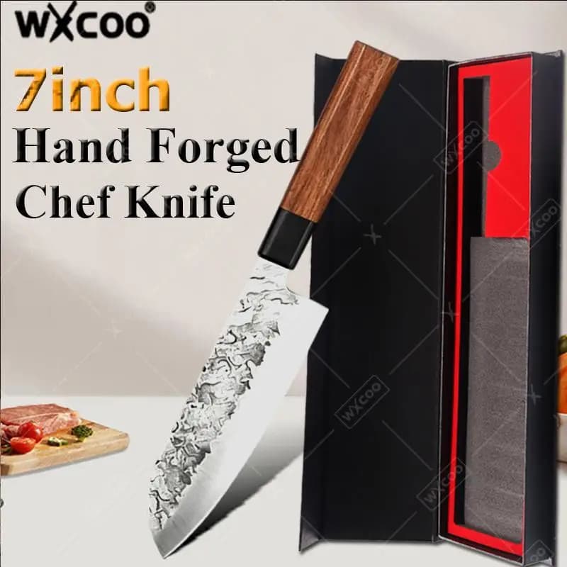 WXCOO Handforged Kitchen VG10 steel Meat Cleaver Japanese Chef Knife Stainless Steel Professional Kitchen Knife with Box
