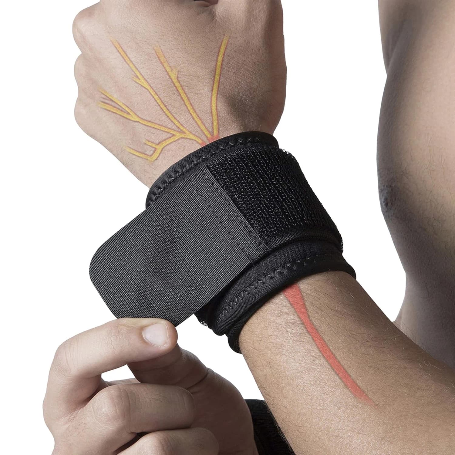 Confezione da 2 cinturini di compressione per polso, tutore per polso sportivo, supporto per polso per fitness, sollevamento pesi, tendinite, artrite del tunnel carpale