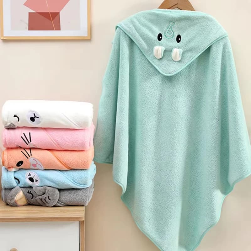 0-3Y Baby Shower Unisex Accappatoio per bambini Mantello di flanella Cartoon Boy Girl Ultra-morbido con cappuccio Spa Accappatoio Asciugamano da bagno Neonato Cover-Up