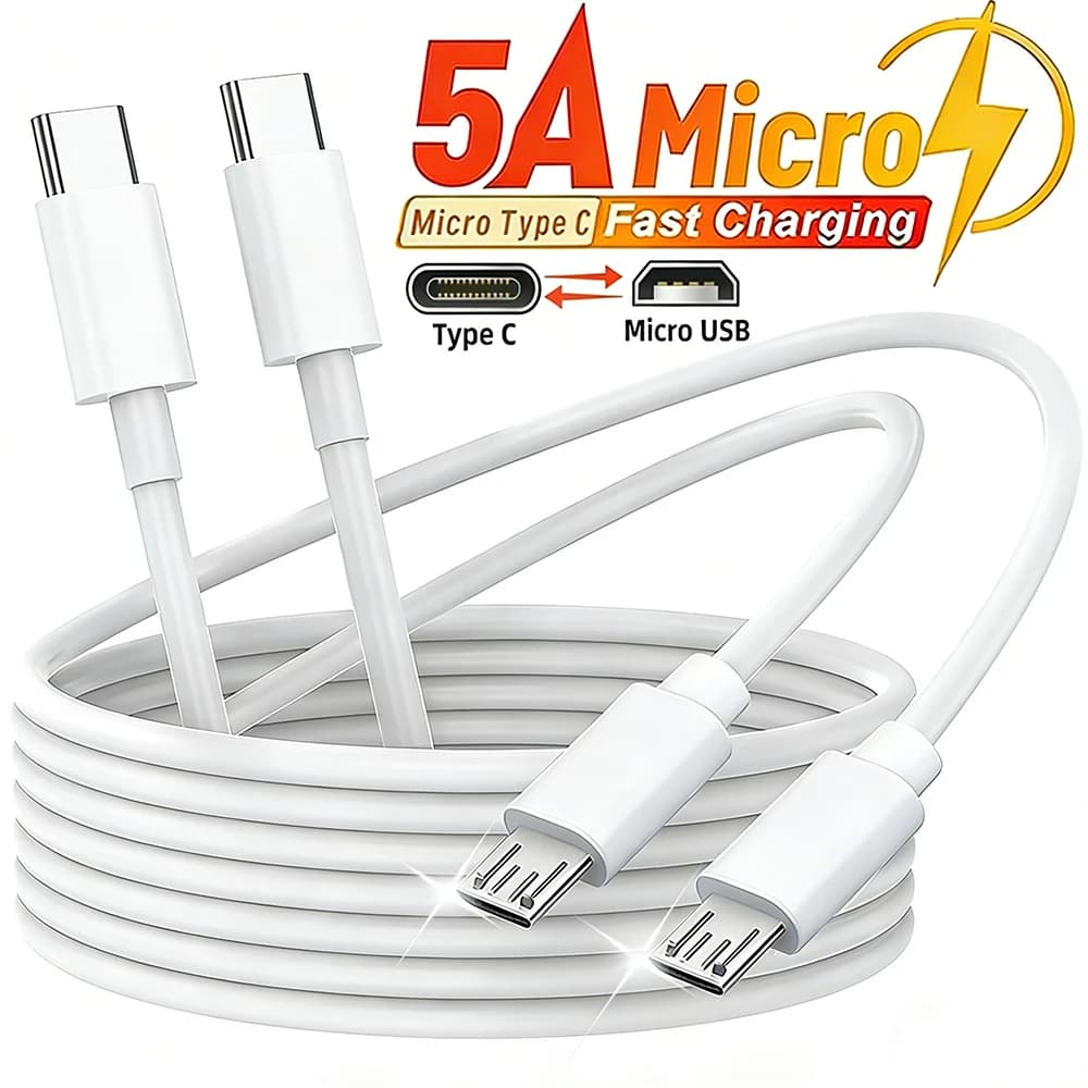Cavo dati USB C a Micro USB 5A per ricarica rapida, compatibile con Samsung, Huawei, Xiaomi, da USB-C maschio a Micro USB maschio, adattatore per ricarica rapida.