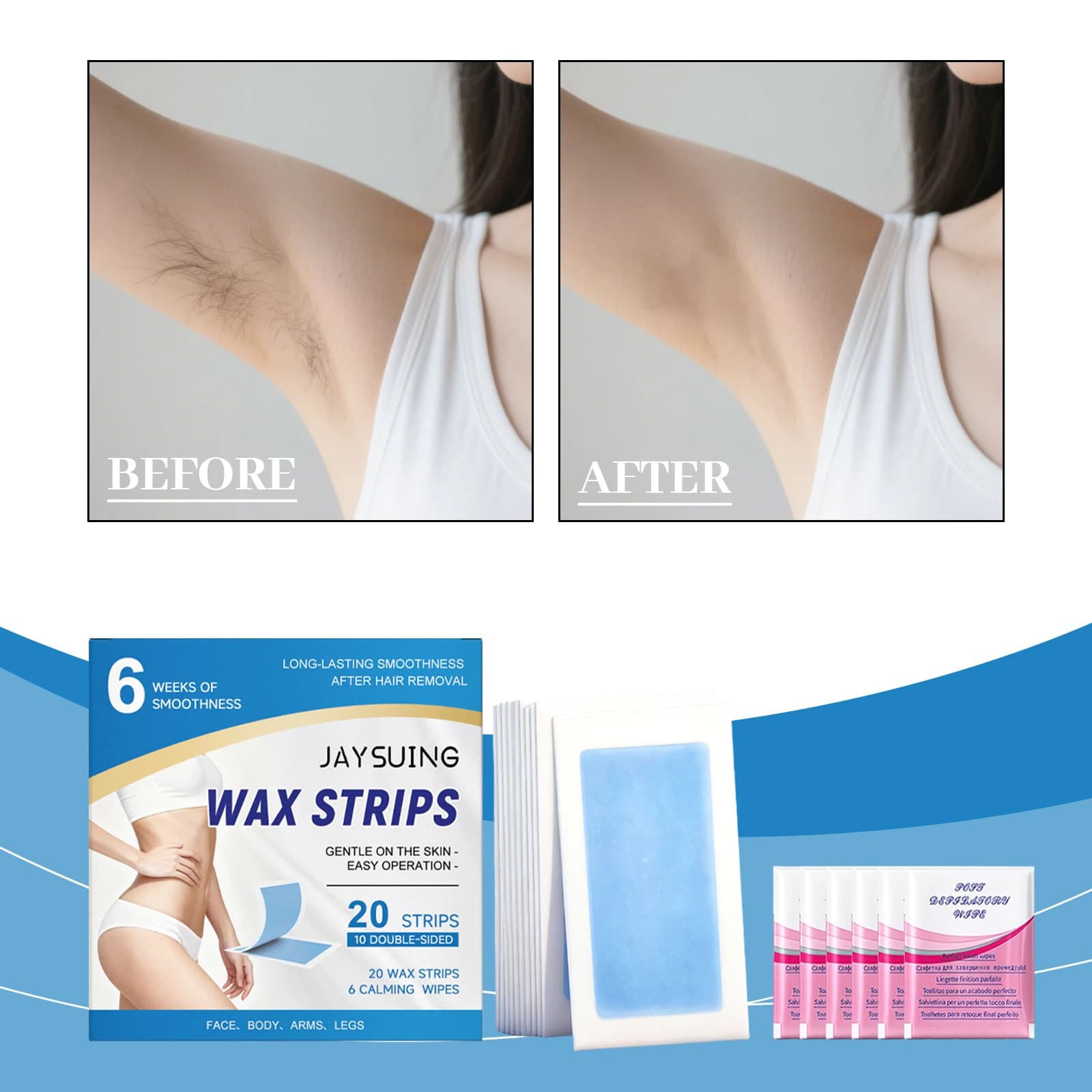 Strisce Depilatorie Professionali Delicate in Tessuto Non Tessuto per Depilazione Corpo Viso Gambe Zona Bikini Ascelle Braccia - Strisce Depilatorie Estive