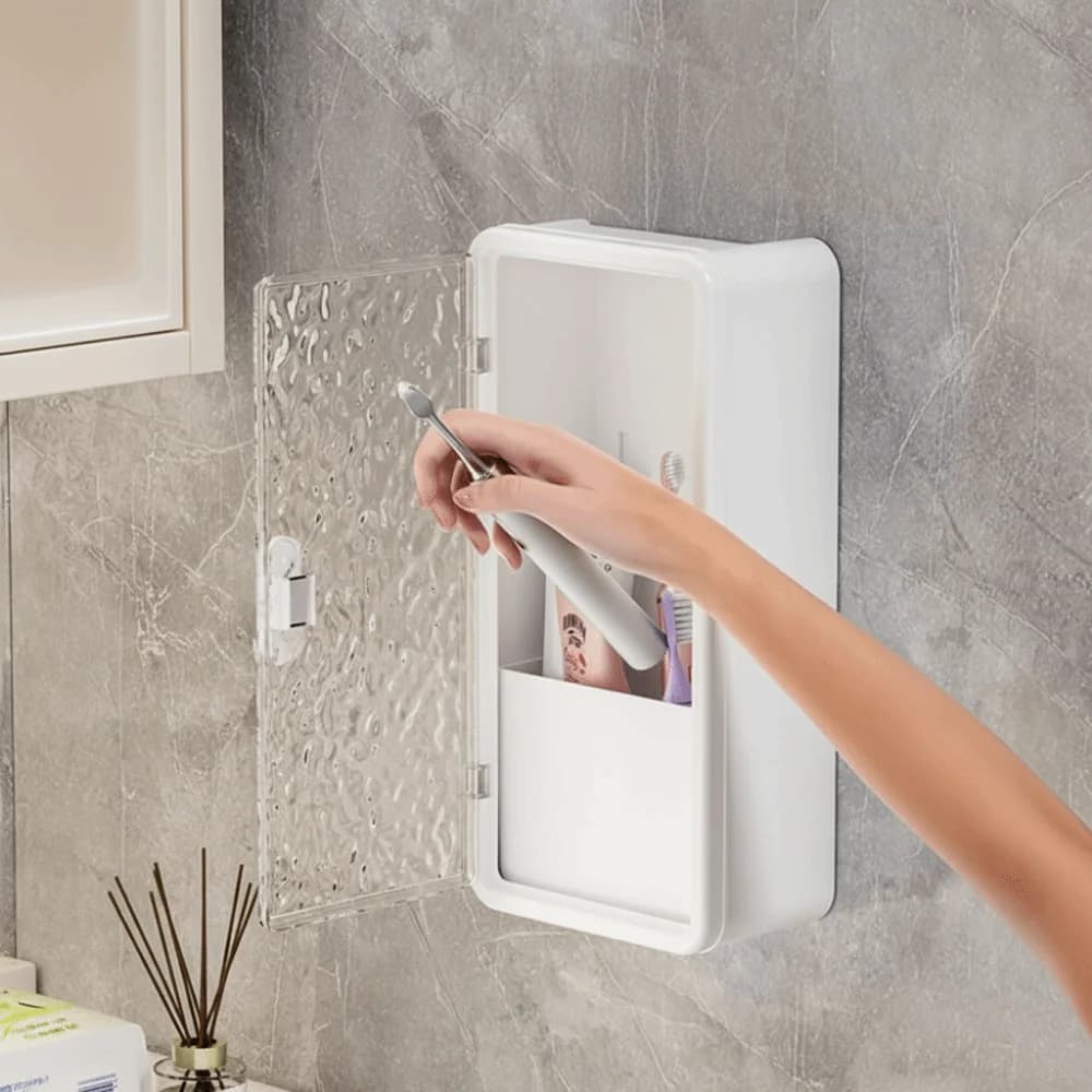 Portaspazzolini Senza Foratura Multifunzionale, Porta Pennelli da Trucco INS, Portaoggetti da Bagno a Parete con Motivo Glaciale