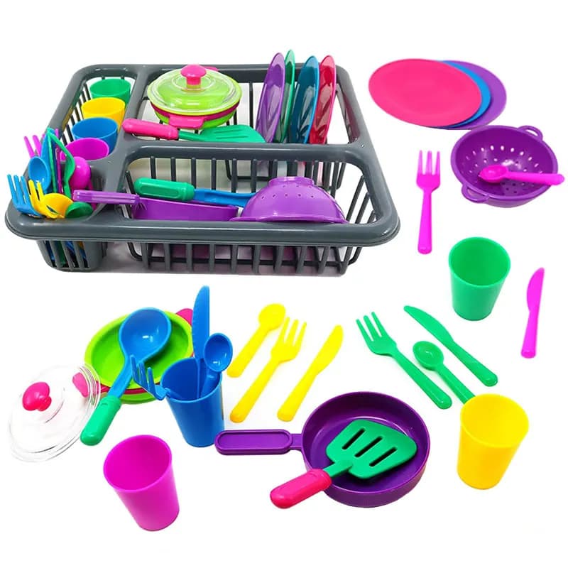 Giocattoli di Simulazione Stoviglie e Utensili da Cucina, Set Creativo Colorato con Coltello, Forchetta, Cucchiaio e Piatto, Gioco di Ruolo per Bambini