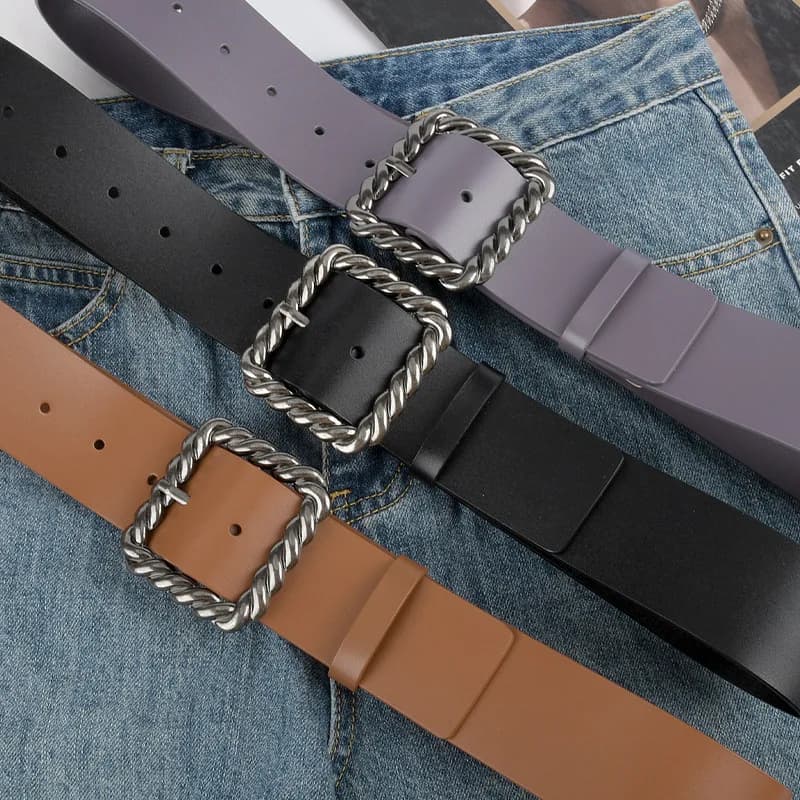 4.5CM Women's Leather Versatile Jacket Dress Windbreaker Jeans Belt Lady Luxury Design Fashionable High-end Belts