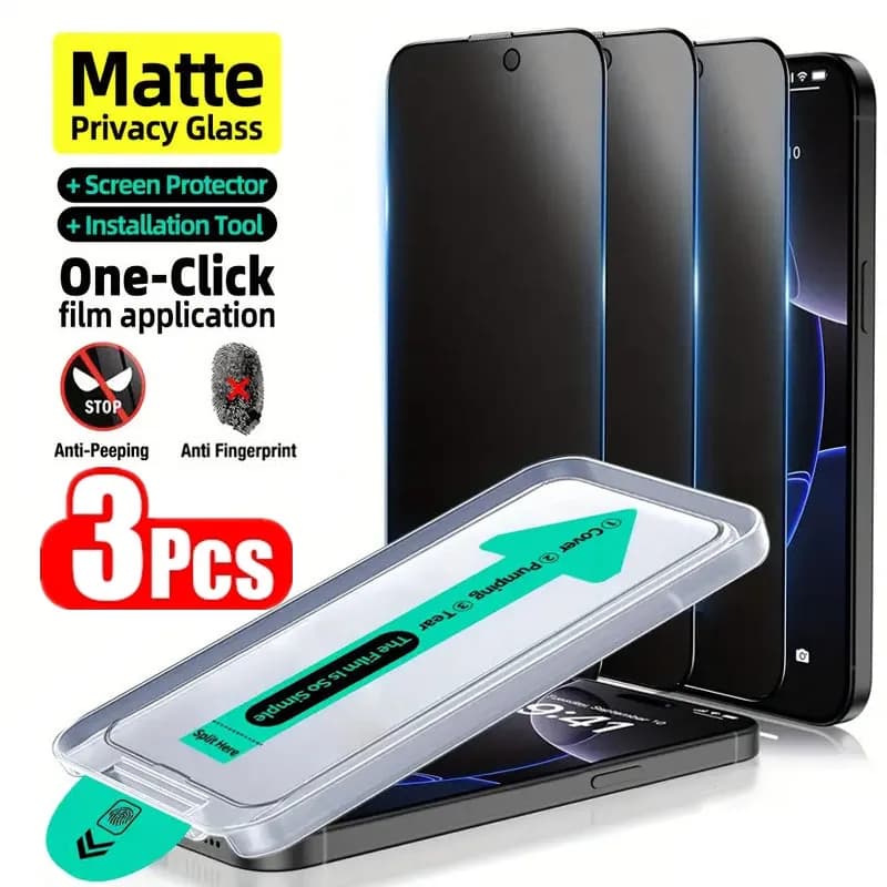 3 oleorepellent pieces without dust easy installation opaque protection screen privacy for IPhone 16 15 11 12 13 14 Pro Max Plus XS 17 glass