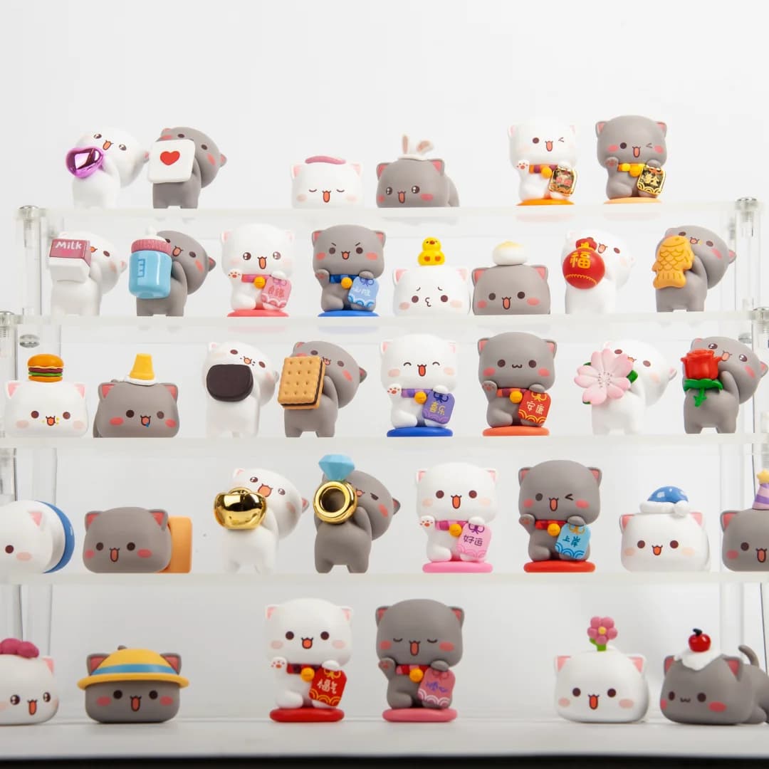 Originale Peach Cat And Goma'S Sweet Mini Universe Trendy Blind Boxcute Bean Mini Figurine da collezione Giocattolo Decorazione da scrivania Regalo