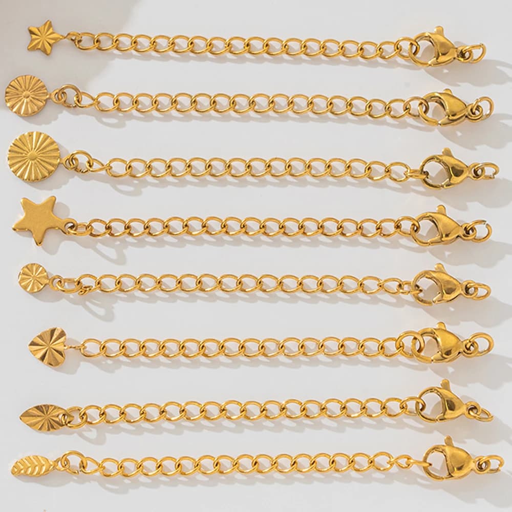 10pcs 5cm PVD Stainless Steel Extender Chain with Lobster Clasps Heart Charms for Necklace Bracelet Anklet DIY Jewelry Making